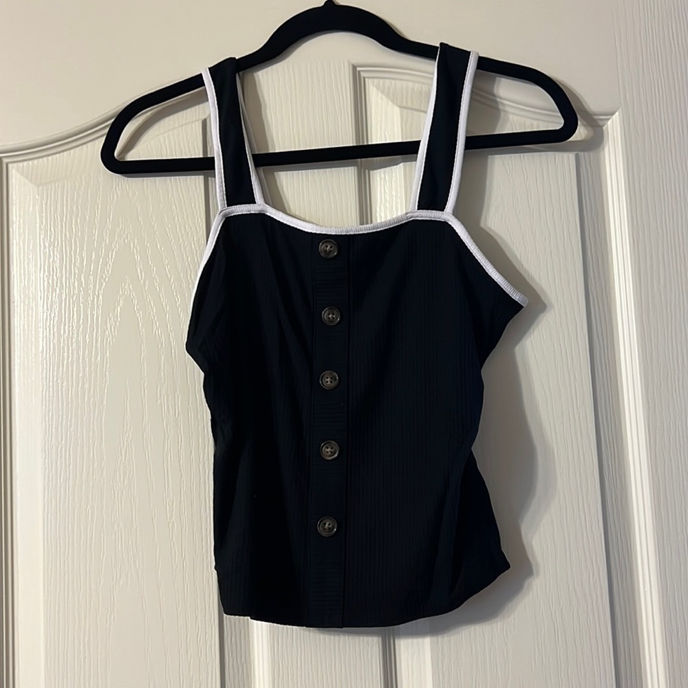 Black button tank top